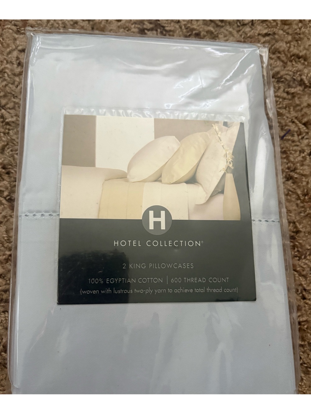 NWT hotel collection king size pillowcases Egyptian cotton 600 thread count blue